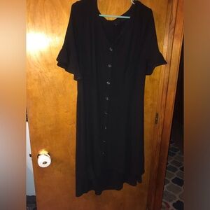 Torrid Classic Ribbed Black Button-Front Midi Dress Size 1 14/16